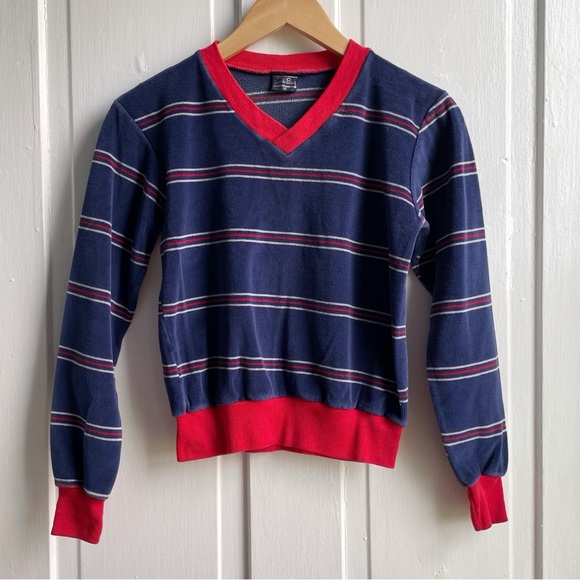 Vintage Other - Vintage 70s/80s Sands Point Striped Velour Boys Pullover